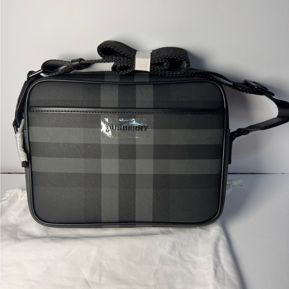 Burberry Charcoal Check Paddy Crossbody Bag Black Grey Men’s Messenger & Dustbag